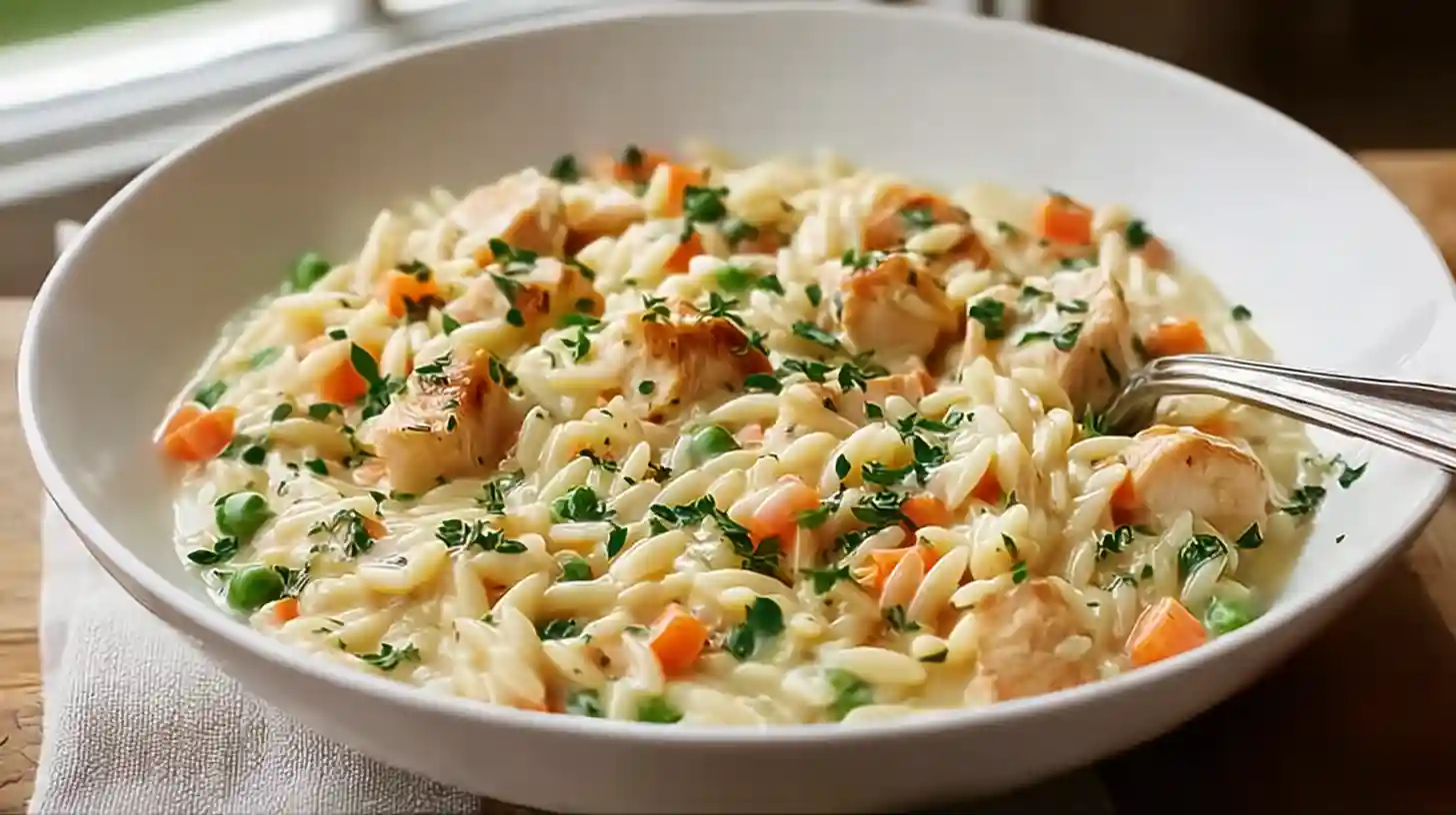 Creamy Chicken Pot Pie Orzo Recipe