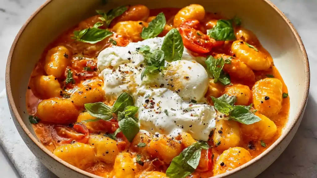Creamy Tomato Gnocchi with Burrata