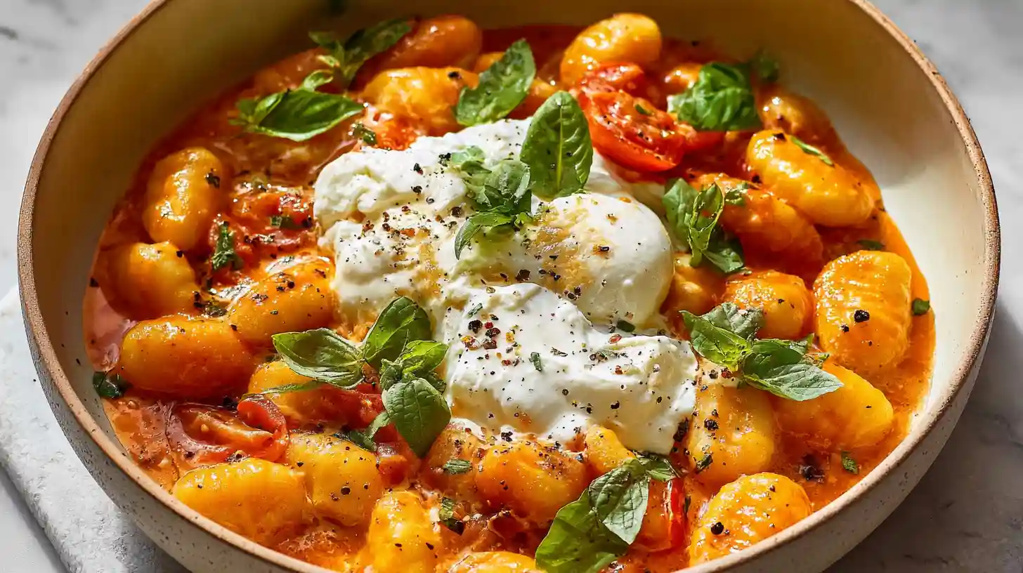 Creamy Tomato Gnocchi with Burrata