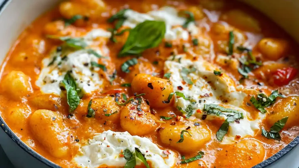 Creamy Tomato Gnocchi with Burrata