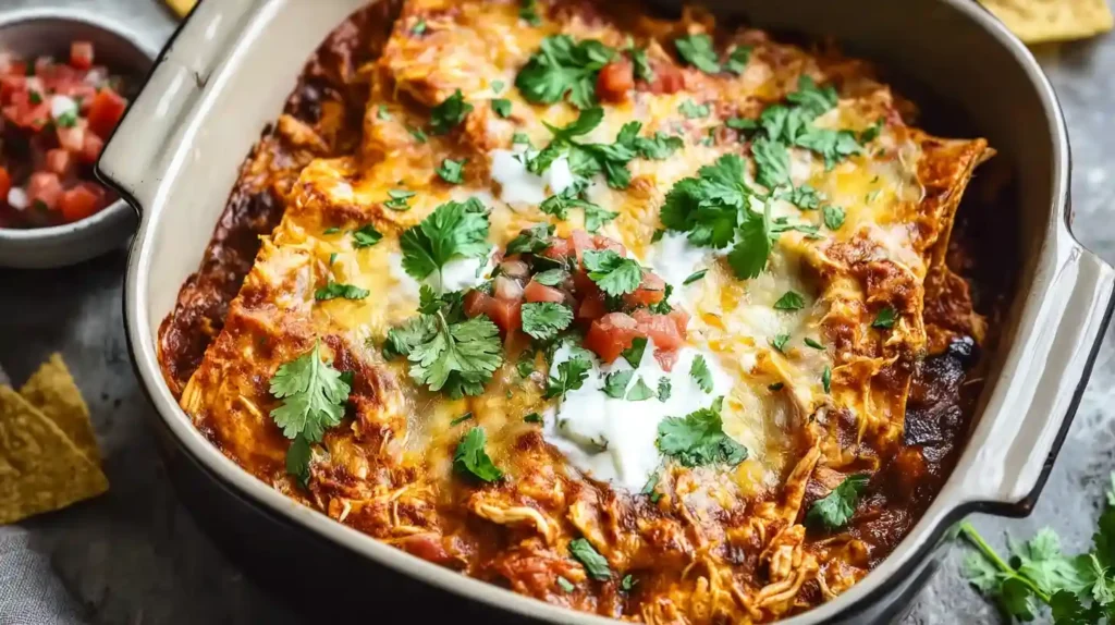 Crockpot Chicken Enchilada Casserole