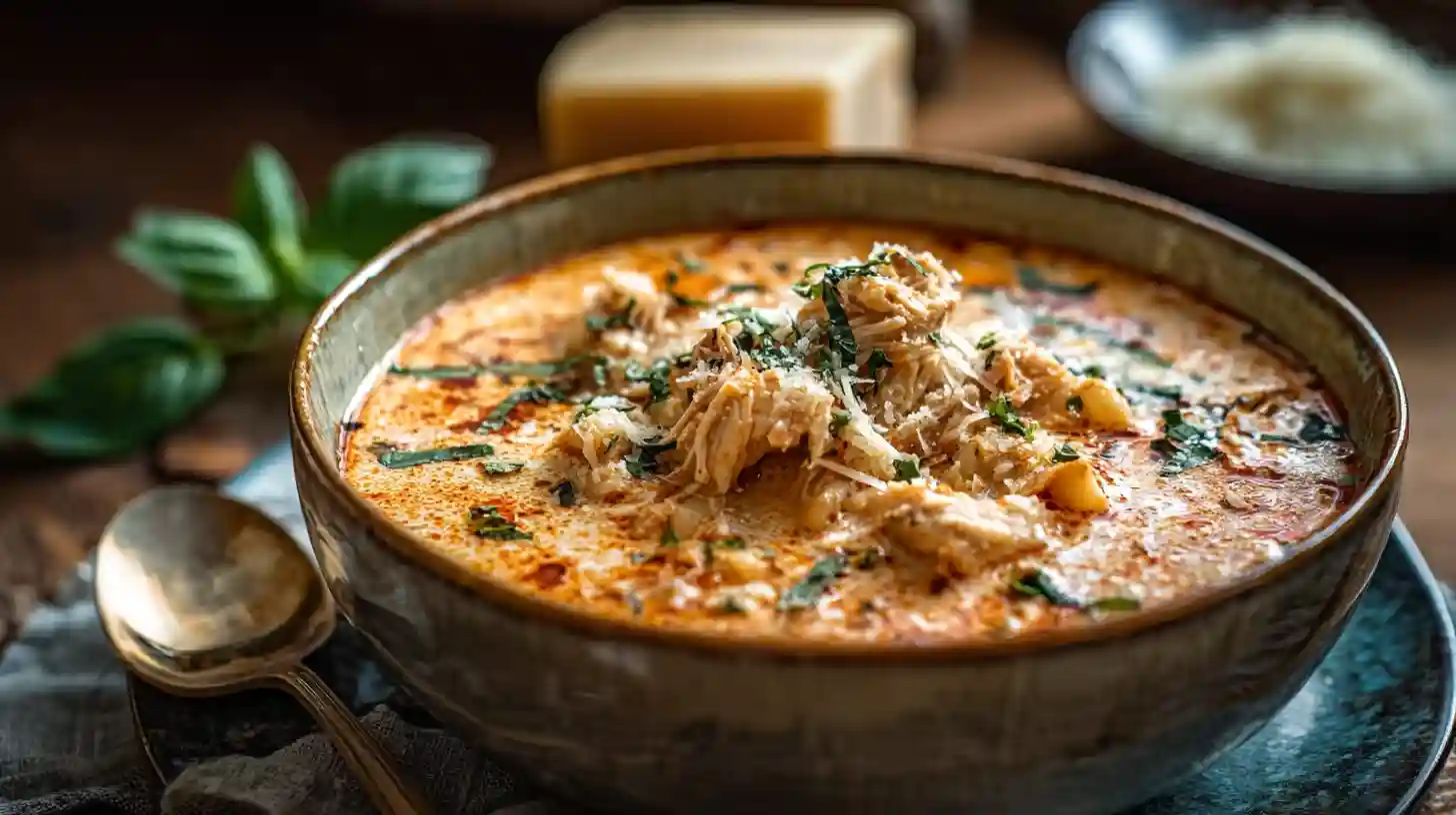 Crock Pot Creamy Chicken Parmesan Soup