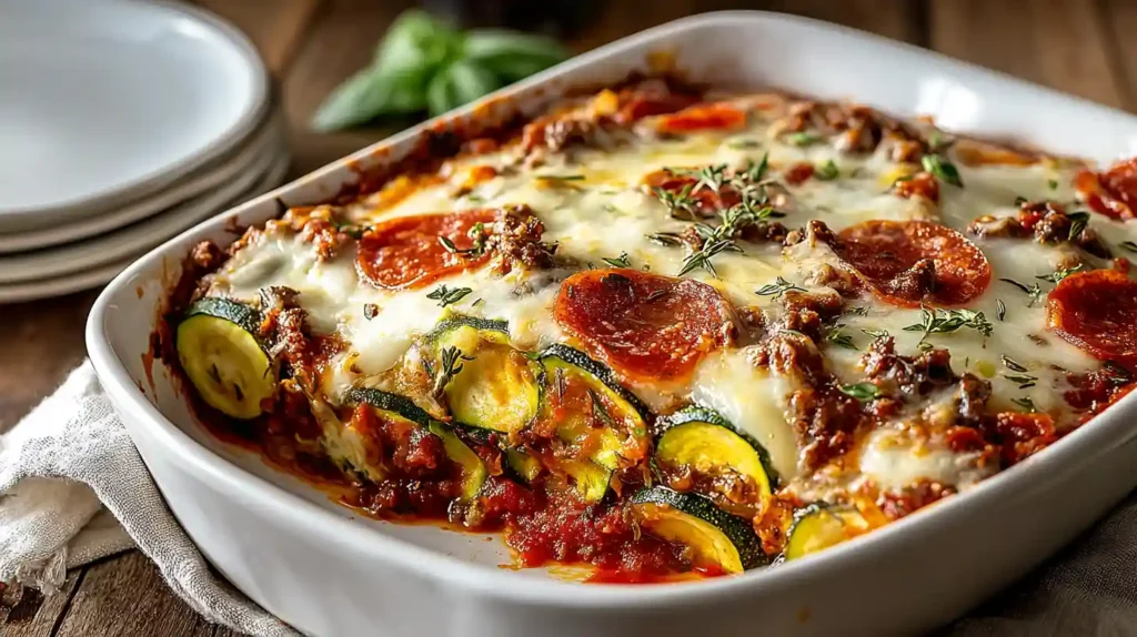 Guilt-Free Zucchini Pizza Casserole Recipe