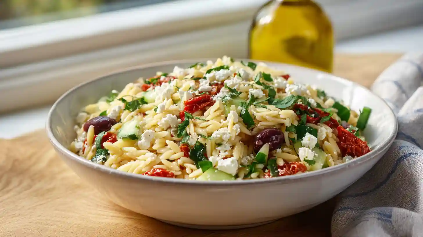 Orzo Pasta Salad with Feta and Sun-Dried Tomatoes