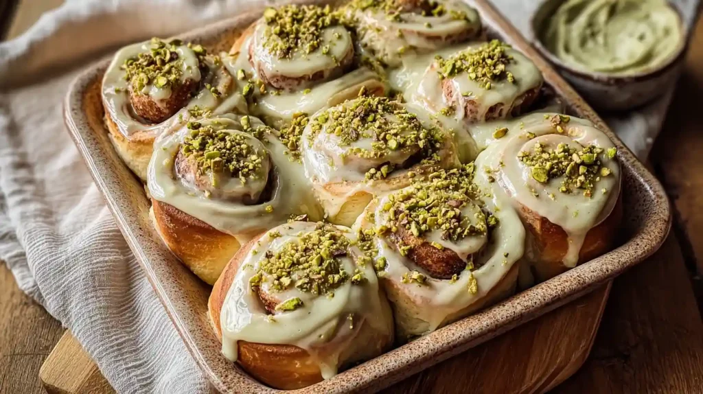 Small Batch Pistachio Cream Cinnamon Rolls