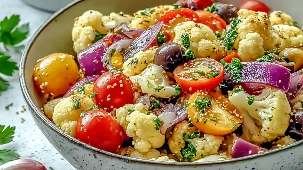 Mediterranean Marinated Cauliflower Salad Side